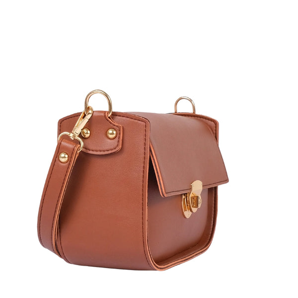 Bagoras Brown Saddle Bag Featuring a Twist Lock