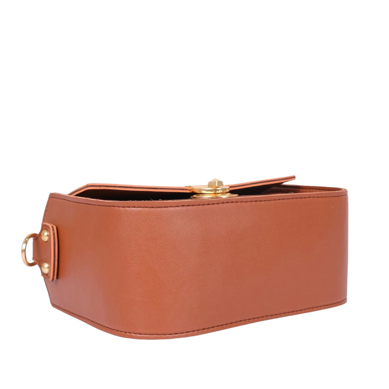Bagoras Brown Saddle Bag Featuring a Twist Lock