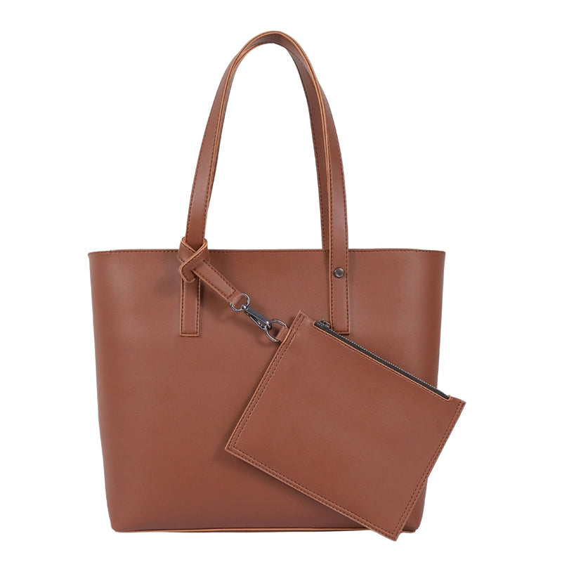 Bagoras Brown Tote Bag Featuring A Detachable Pouch