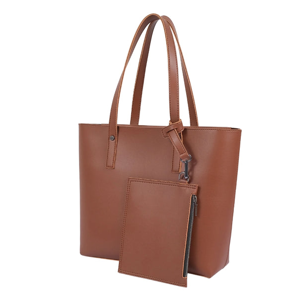 Bagoras Brown Tote Bag Featuring A Detachable Pouch