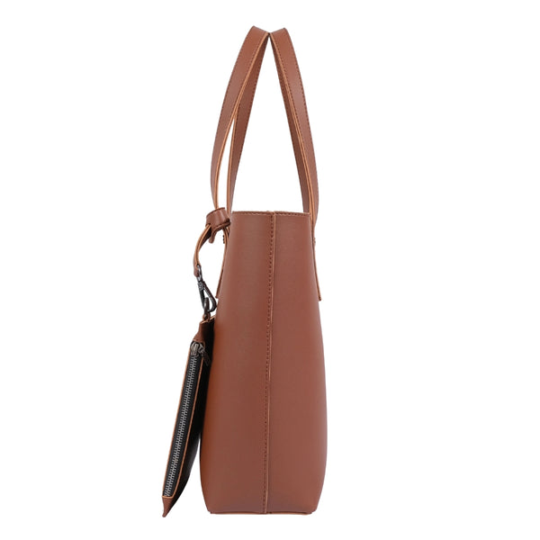 Bagoras Brown Tote Bag Featuring A Detachable Pouch