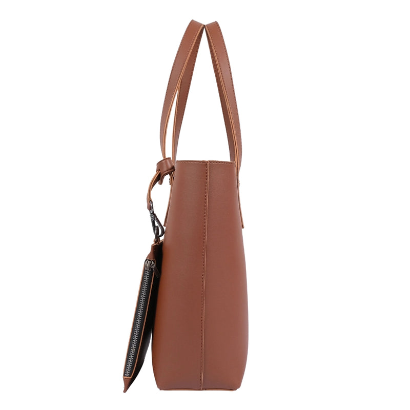 Bagoras Brown Tote Bag Featuring A Detachable Pouch